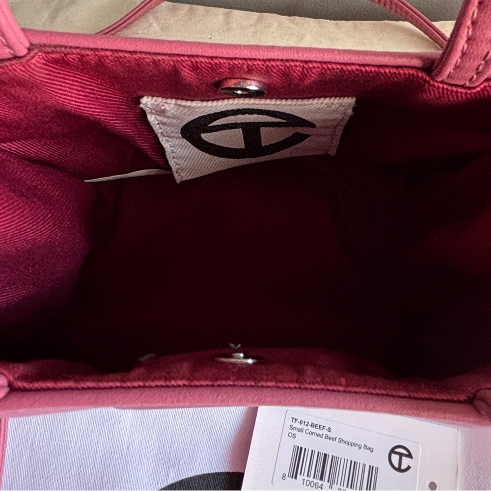 Telfar Small Corned Beef Pink Shopping Bag Mini Tote Crossbody Vegan Leather - Picture 6 of 6